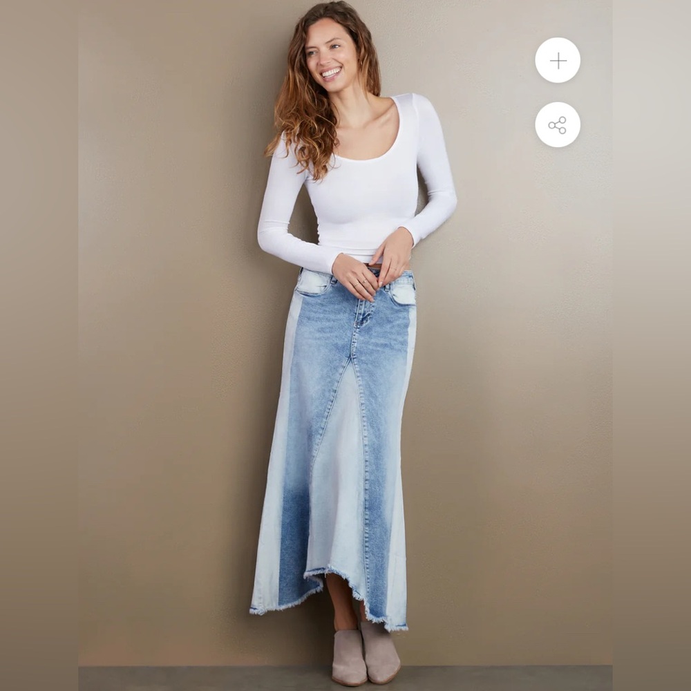 Striped long denim skirt with mermaid tail